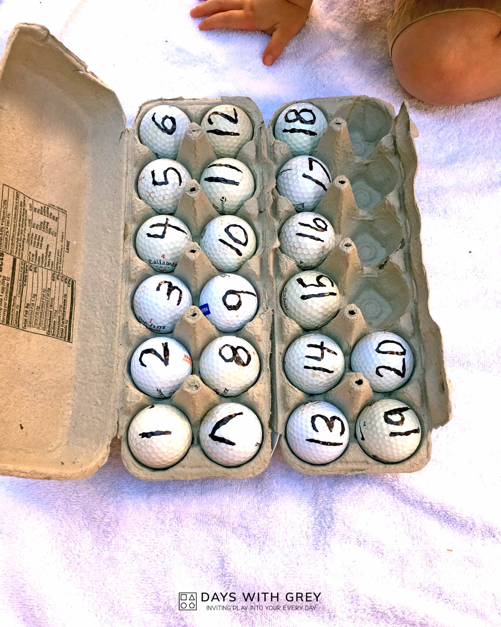 Golf Ball Number CountUp for Preschool Days With Grey