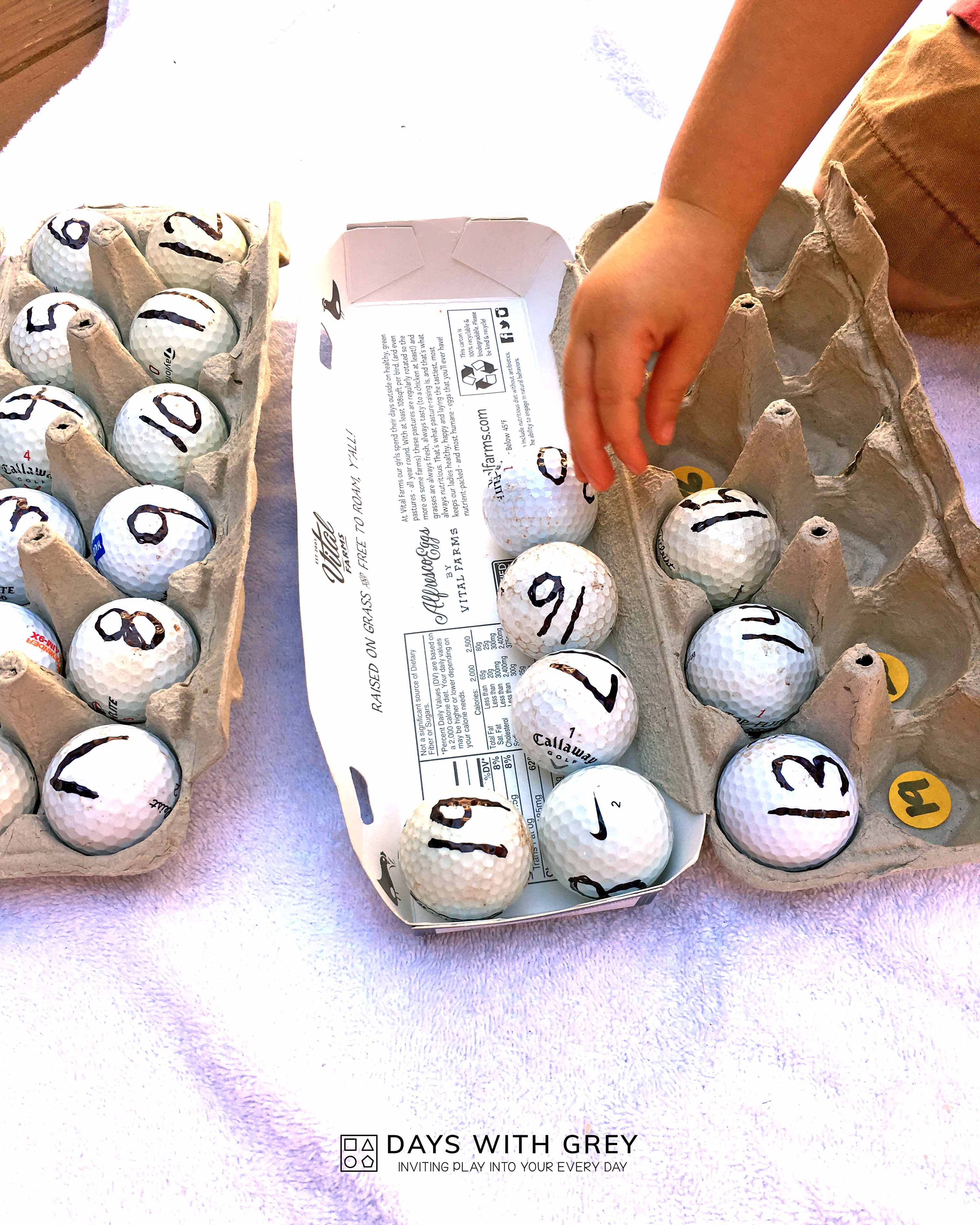 Golf Ball Number CountUp for Preschool Days With Grey