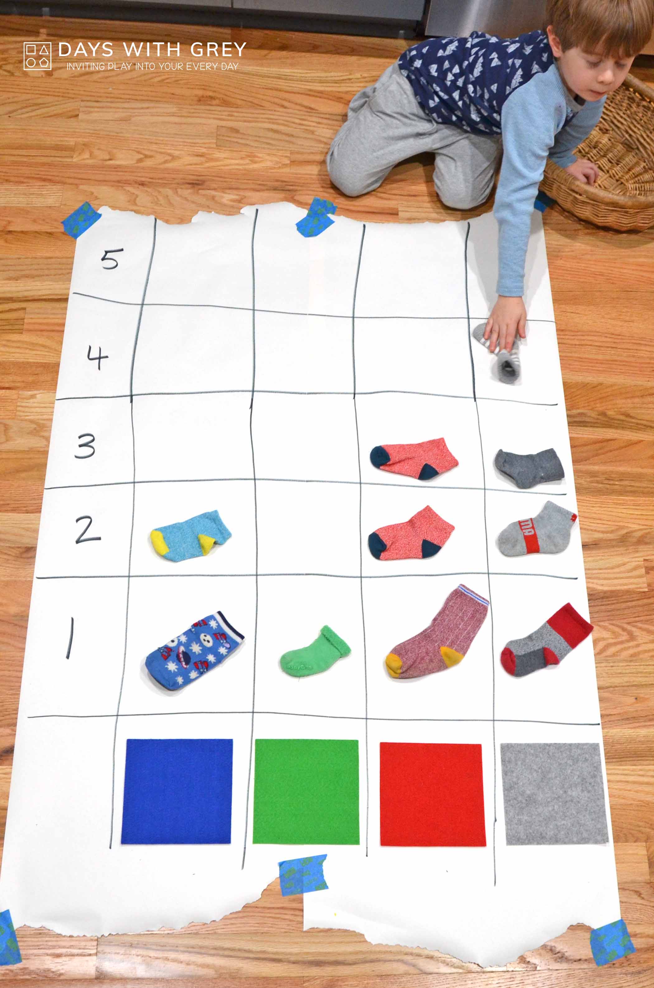 Preschool Sock Graph Days With Grey