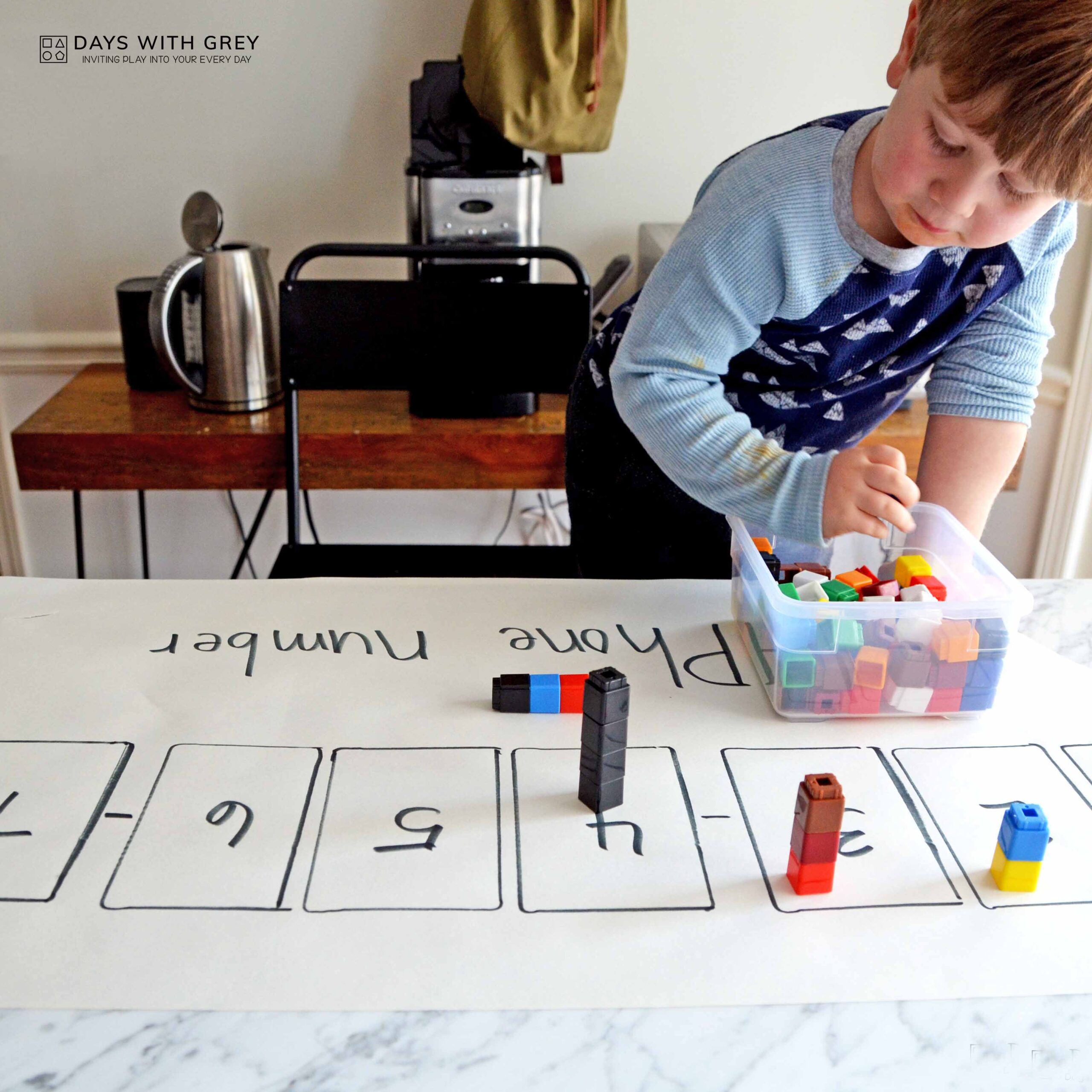 Preschool Phone Number Activity Days With Grey