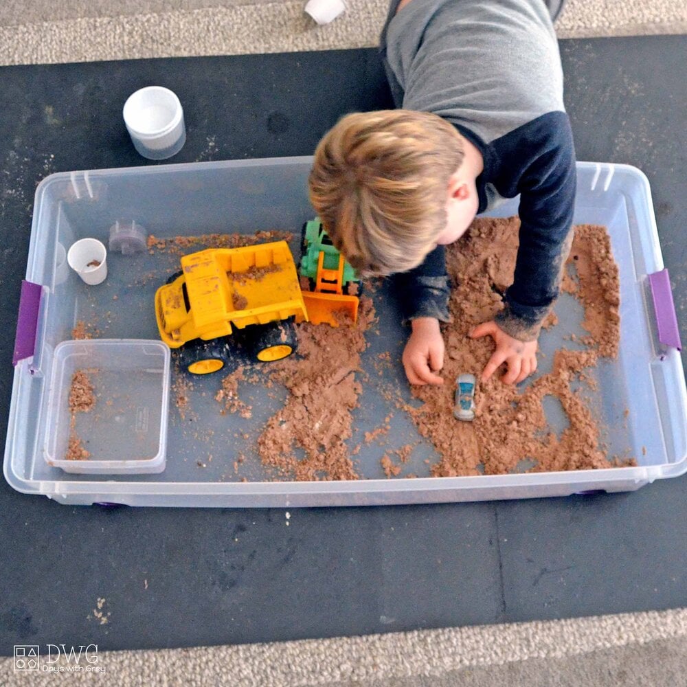 cloud dough sensory bin
