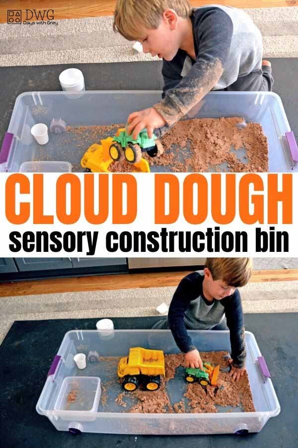 cloud dough sensory bin
