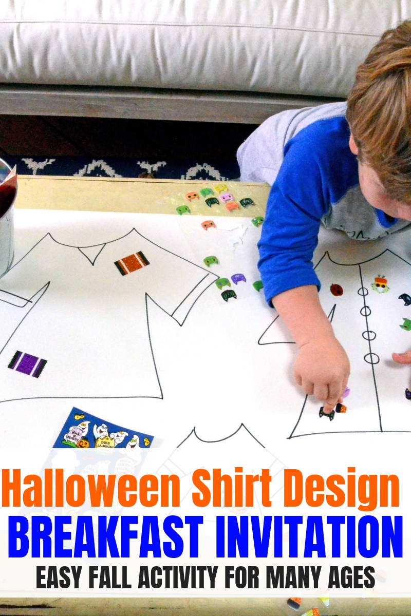 Easy Halloween activity for kids. Breakfast Invitation for three-year-olds, four-year-olds. Quick and easy fall fun. #finemotor #breakfastinvitation #halloween #preschool #preschoolers #toddler #toddlers #halloweenparty #kidshalloween