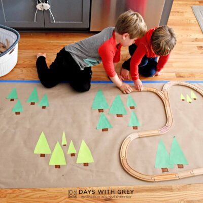 Wooden train tracks imaginary play