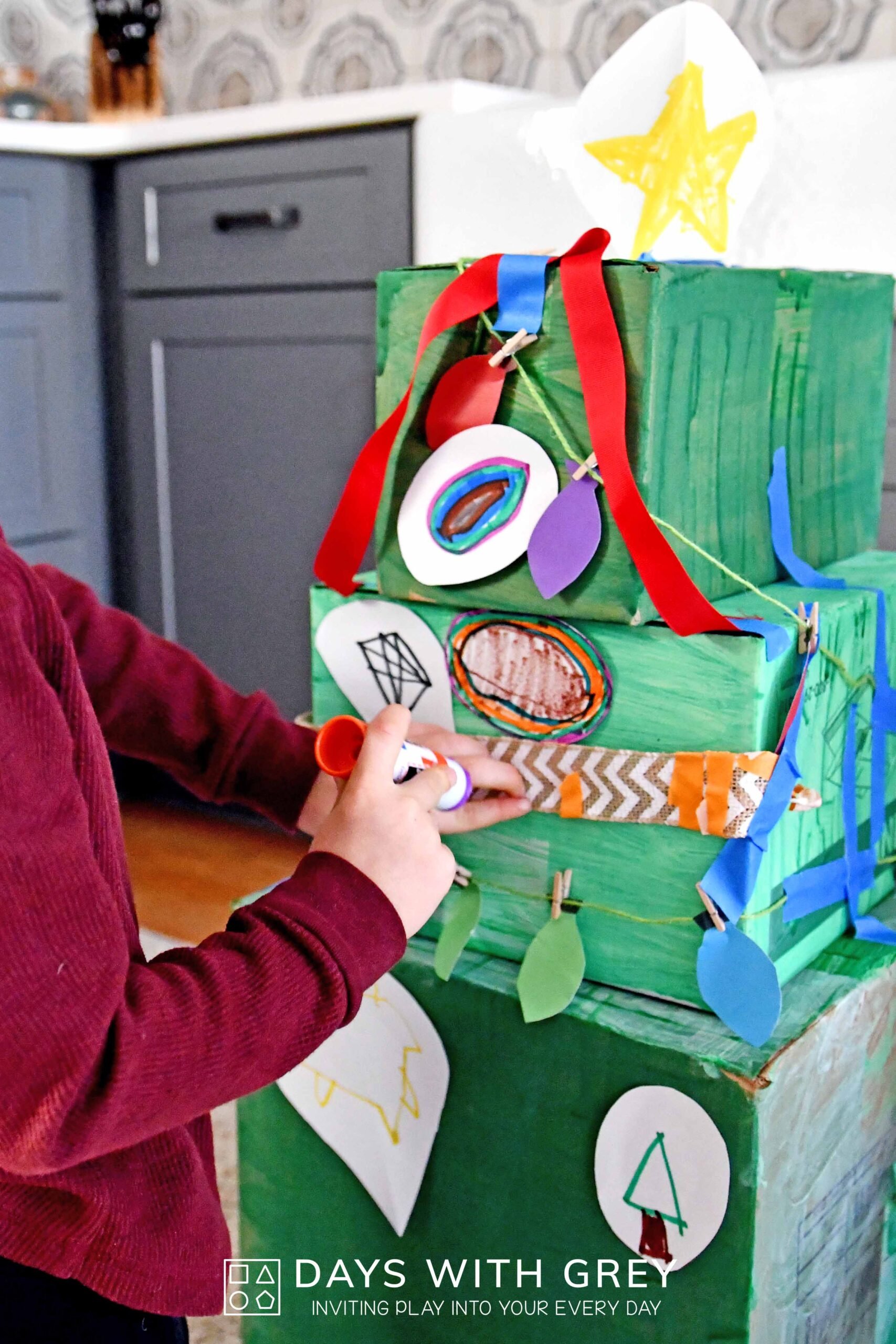 Cardboard Box Christmas Tree Days With Grey