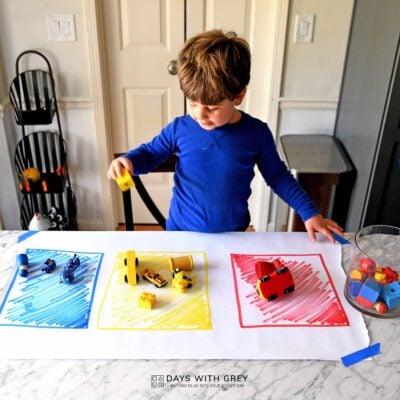 Toddler color sorting activity