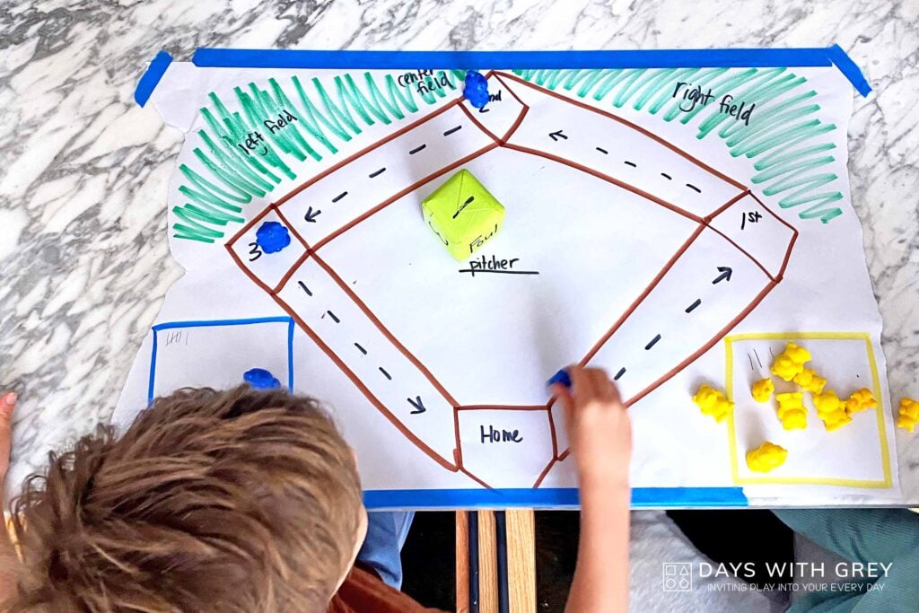 dice baseball game days with grey