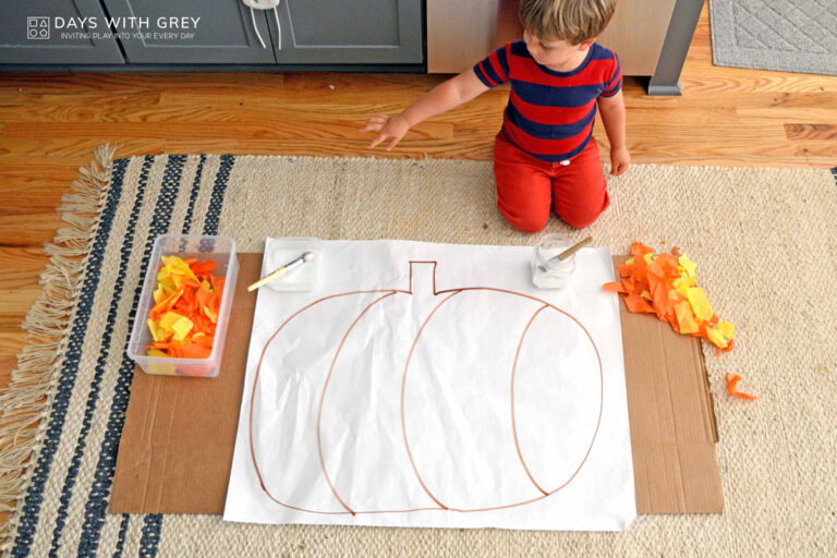 Tissue Paper Pumpkin Art Days With Grey