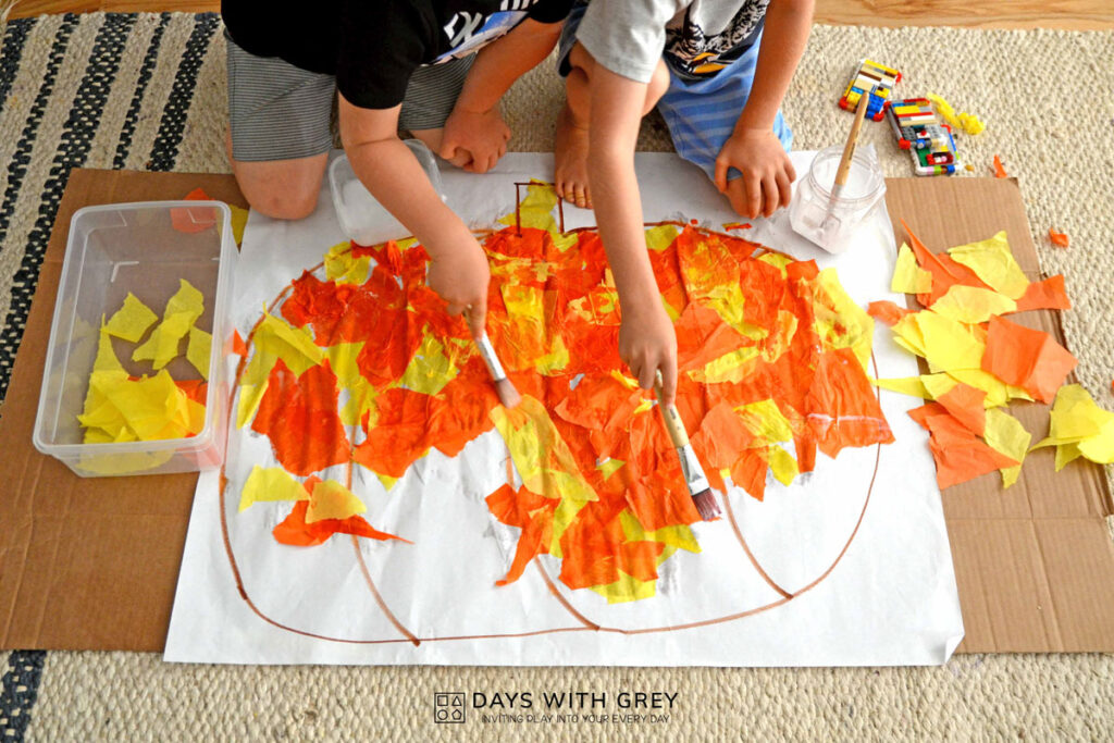 Tissue Paper Pumpkin Art Days With Grey