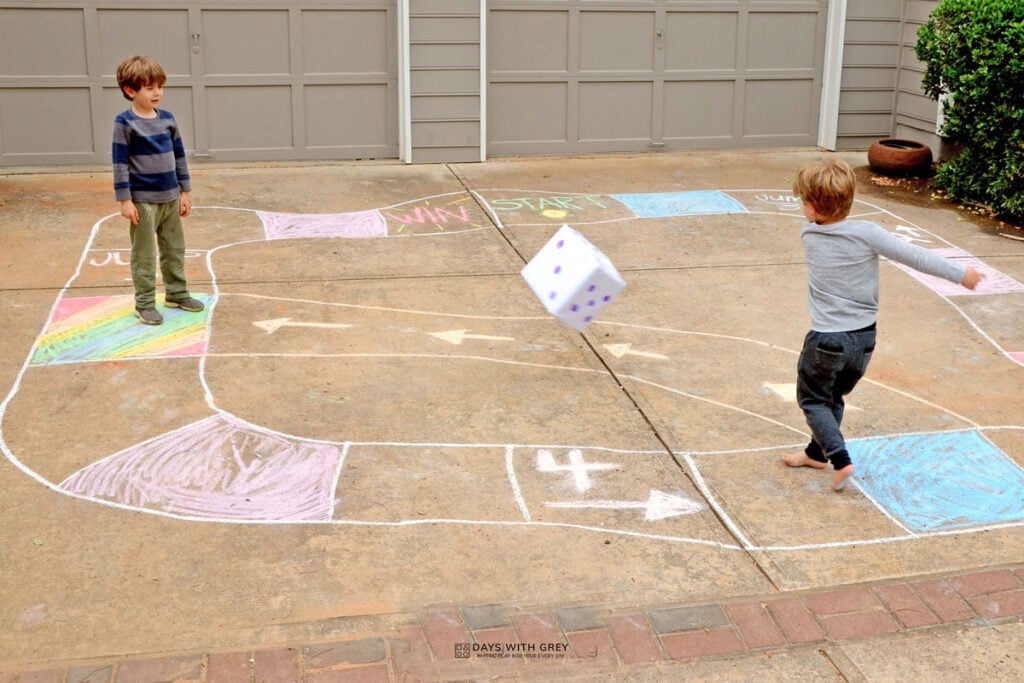 Chalk Game for Outdoor Play Days With Grey