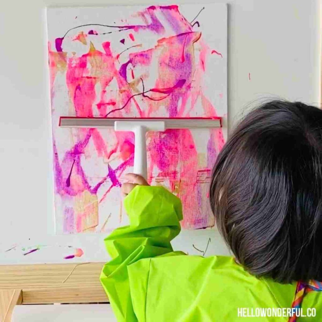 This Squeegee Paint Drawing Reveal is a Super Fun Kids Art Project!