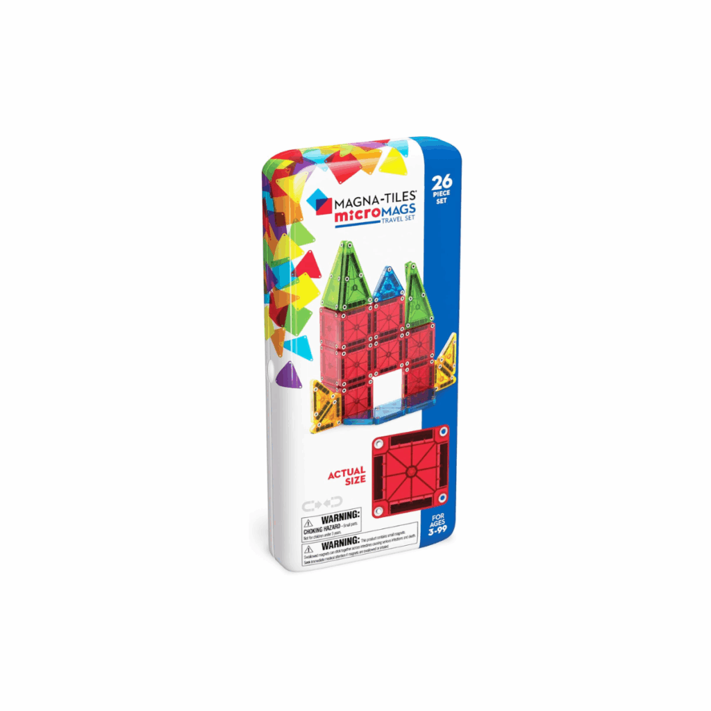A small set of mini magnetic tiles for kids to take when traveling.