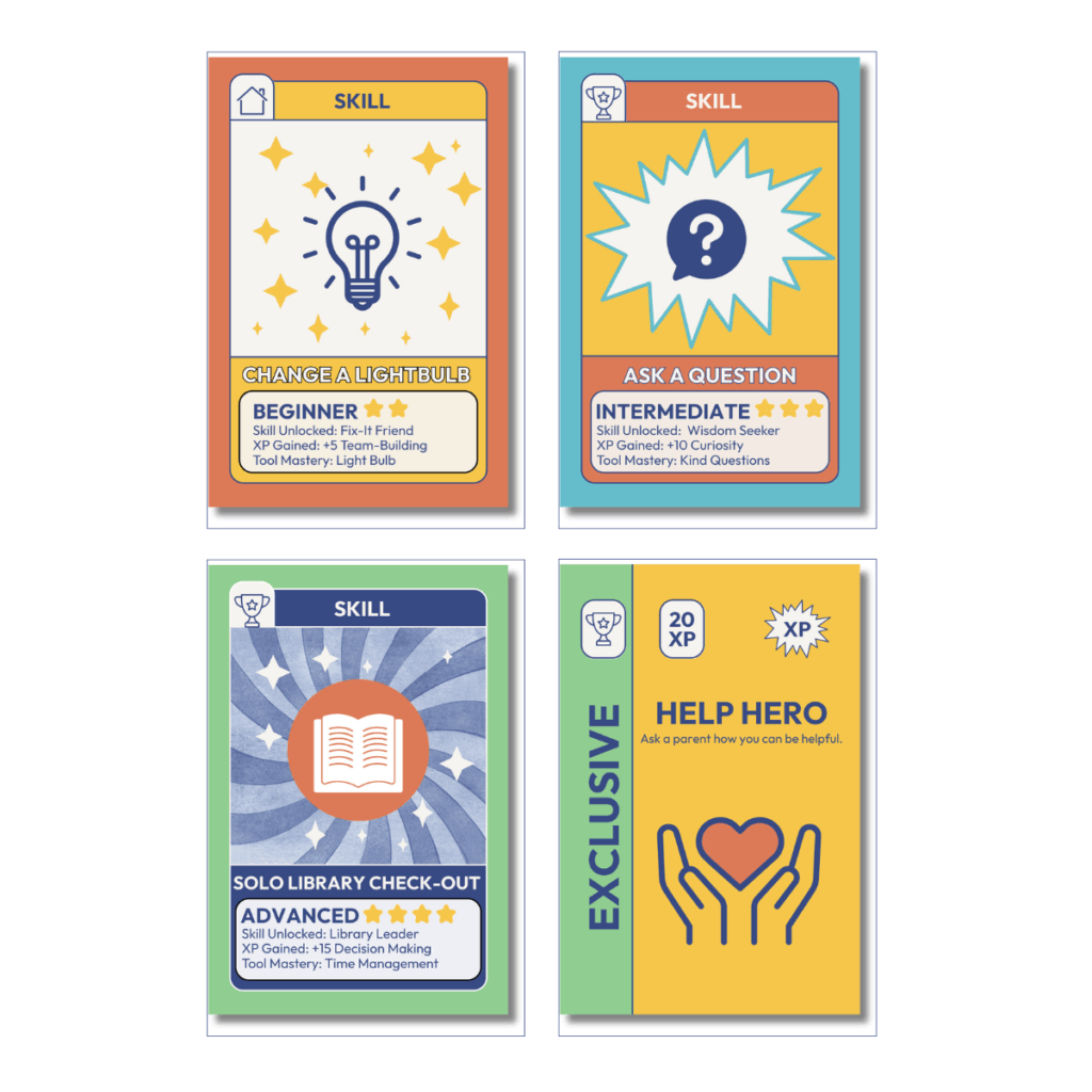 Life skills for big kids game cards.