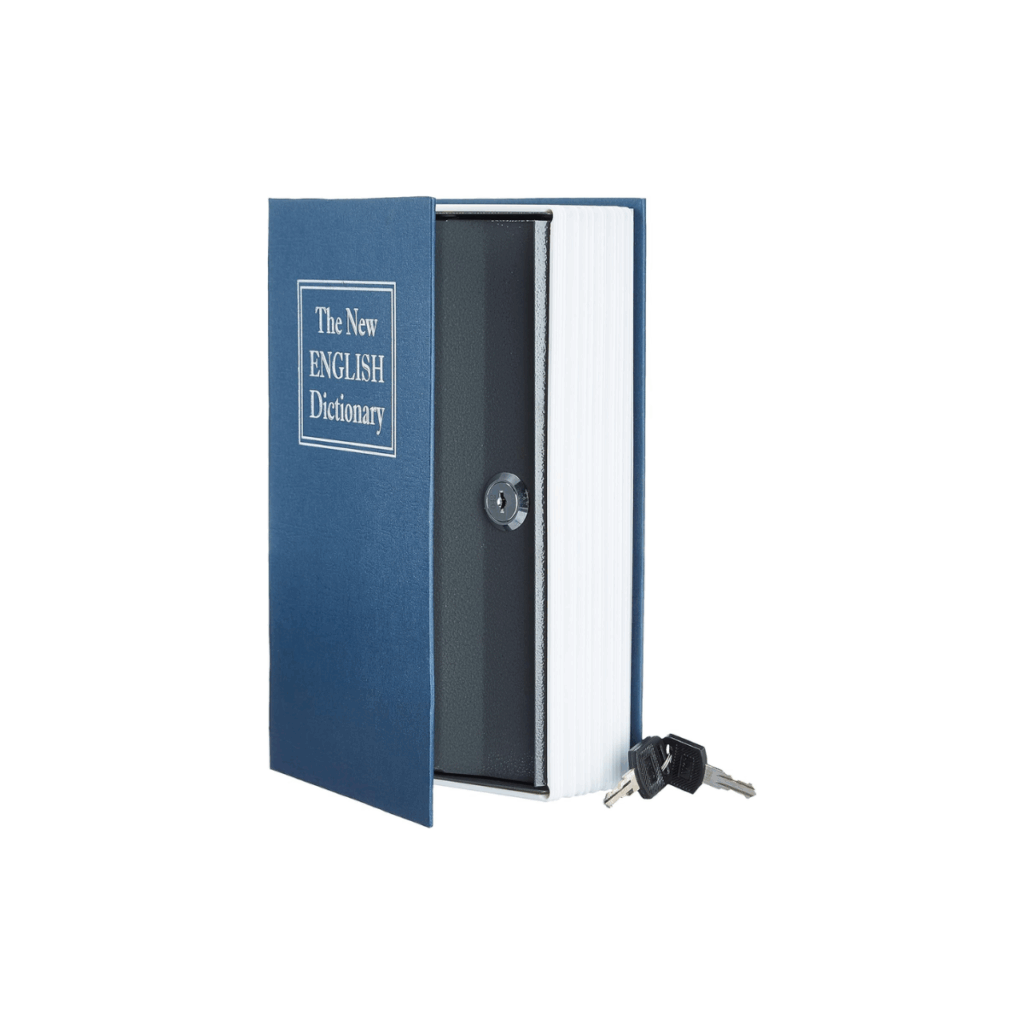 This is a book lock safe that looks like a dictionary.