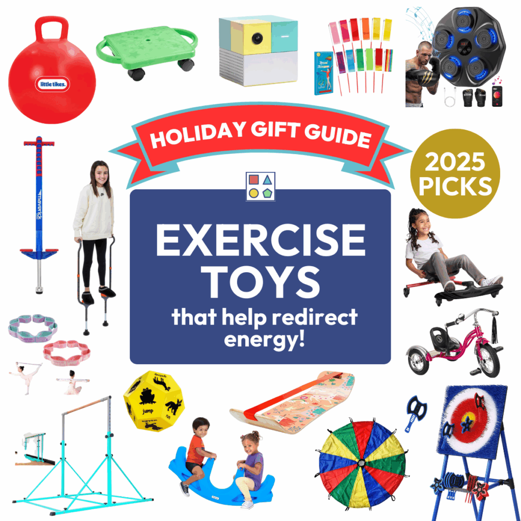Large collage featuring the best exercise toys for kids.