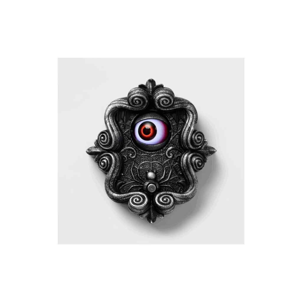 Eyeball decorations that opens when you ring it for kids to have fun on Halloween.