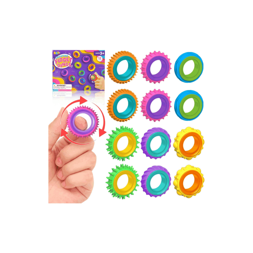 Fidget rings for kids to help them calm down and explore sensory needs.