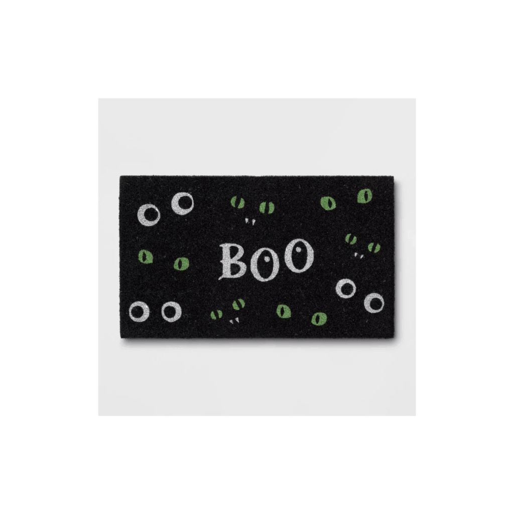 Boo door mat for Halloween.