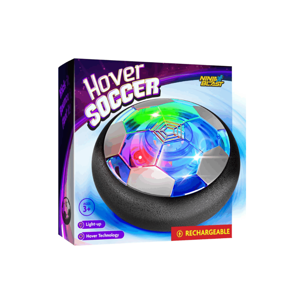 Hover Soccer flat soccer ball that you can kick around inside on hard floors.
