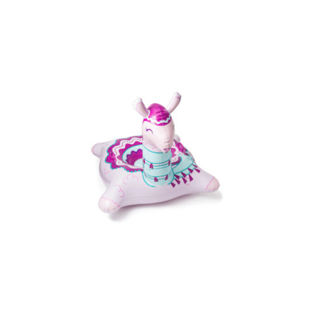 A llama shaped snow tube for kids and families to use in the snow.