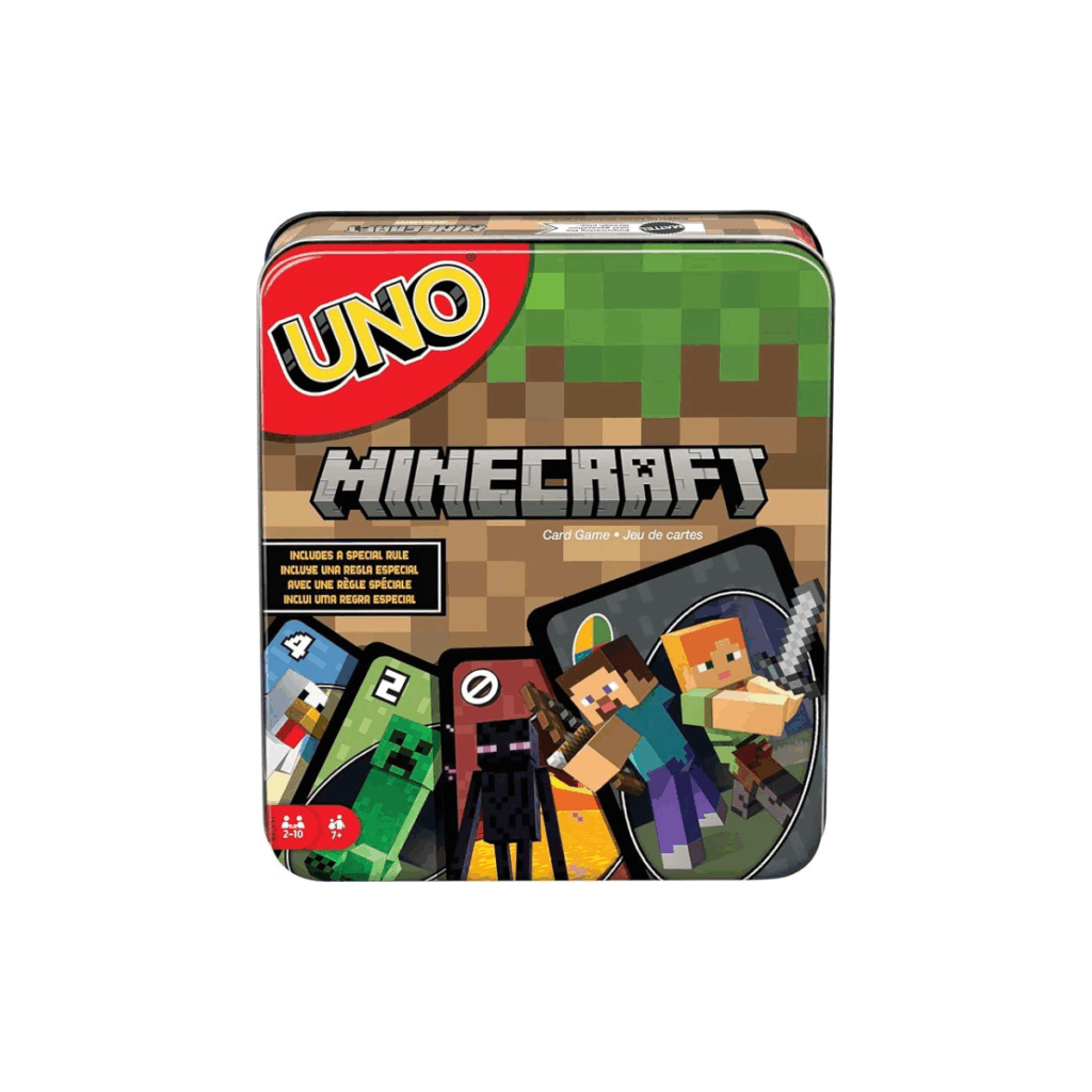 UNO Minecraft for kids to play with at home or on the go.