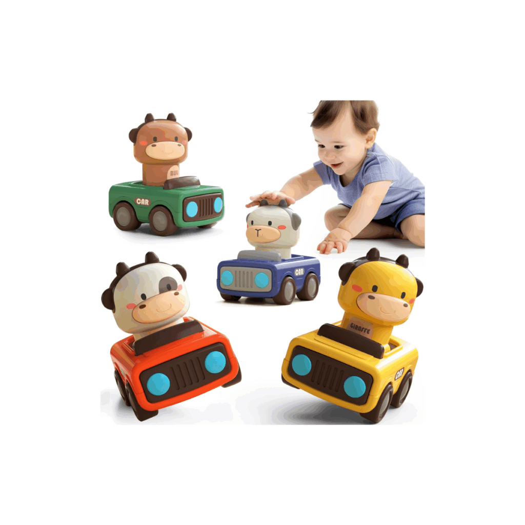 Play cars for babies that you touch for them to go.