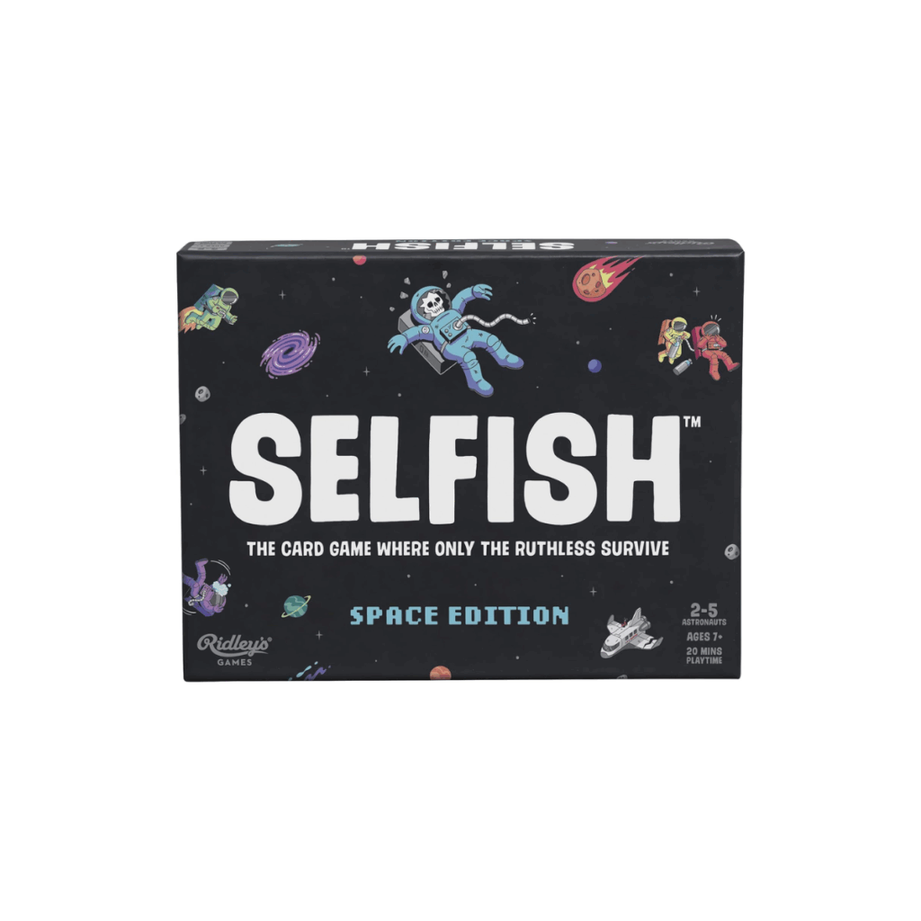 Selfish card game where kids have to make selfish decisions to win.