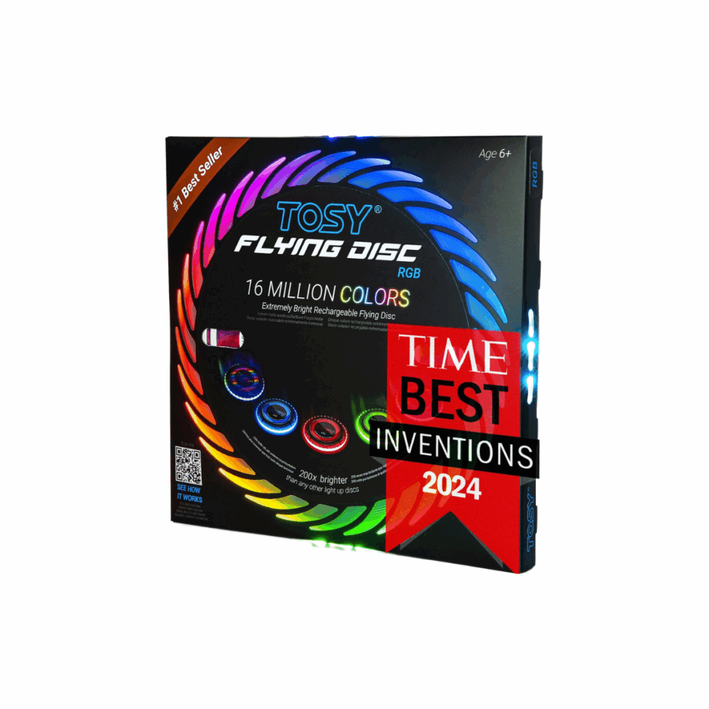 Glow in the dark flying disk for kids to play with outside.