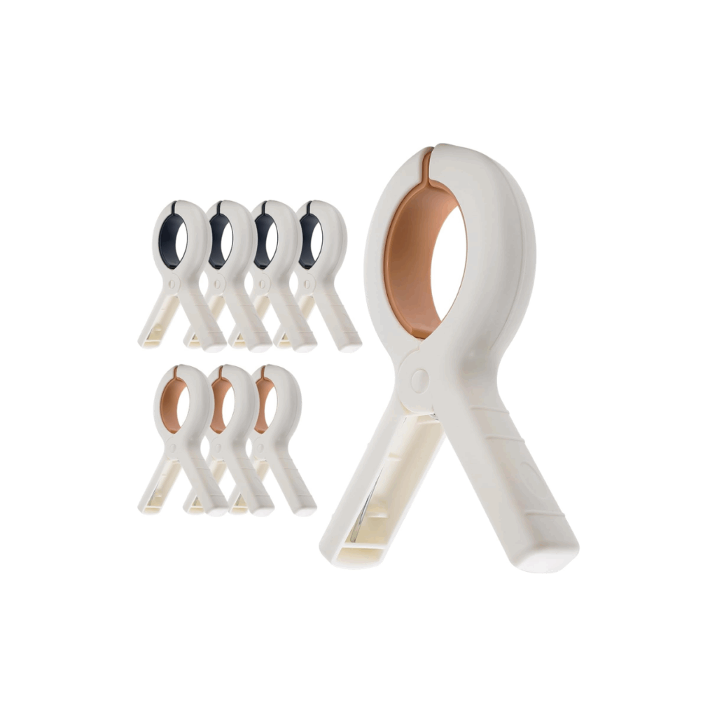 Towel clips for kids to use when building indoor forts.