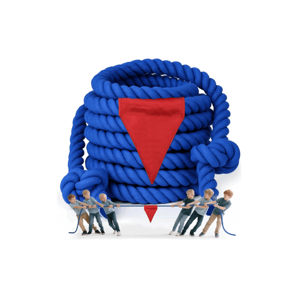 This is a blue tug of war rope for kids to play with at home. It comes in many different colors. 
