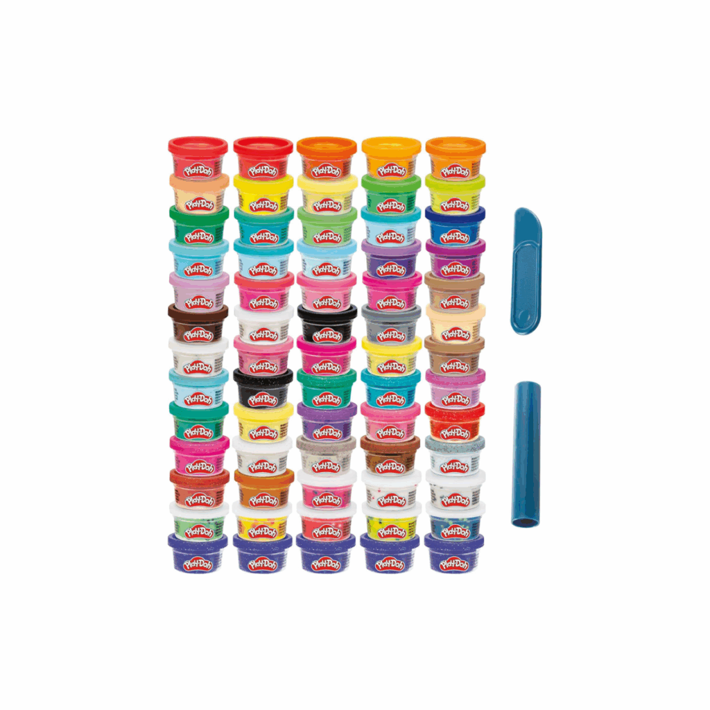 Mini Play-Doh containers.