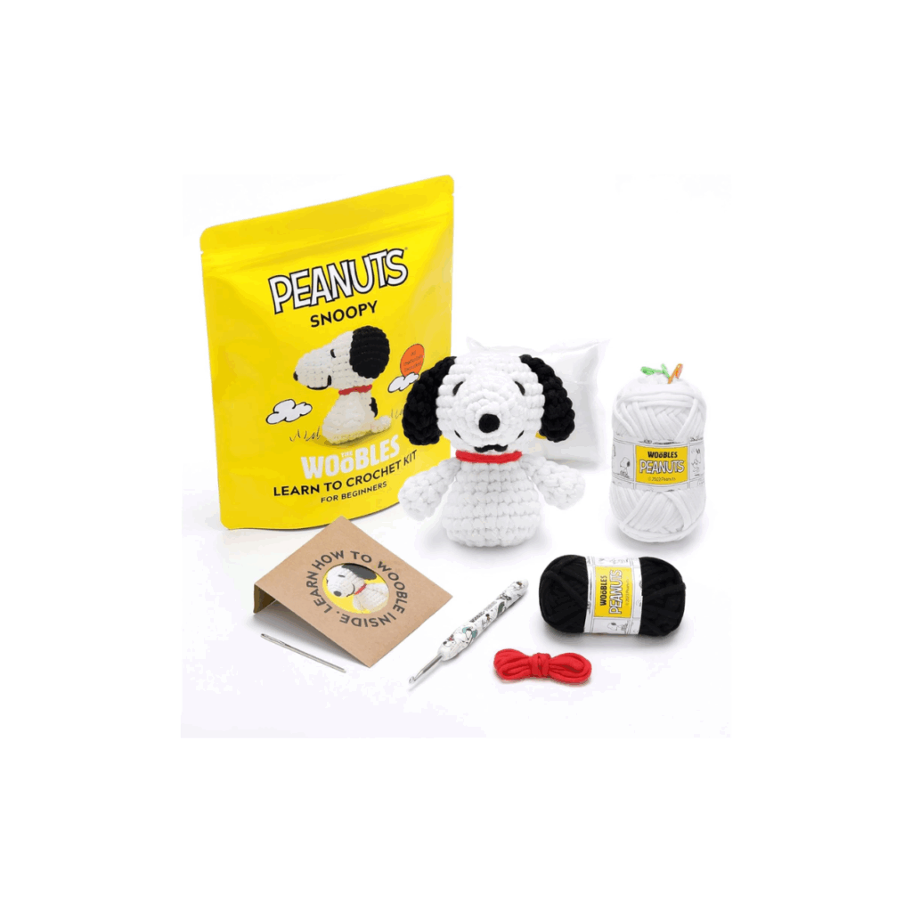Snoopy crochet kit from Woobles for tweens.