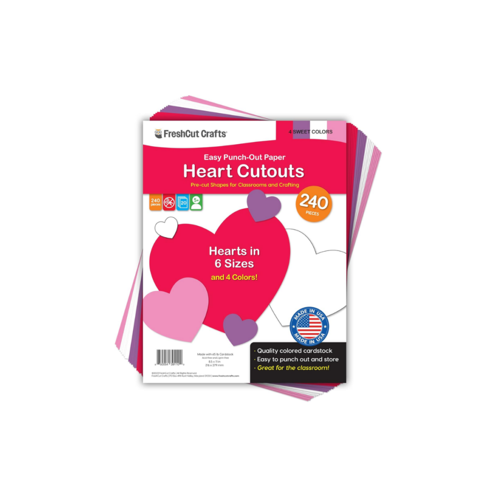 Heart cutouts to use as class valentines or decorations.