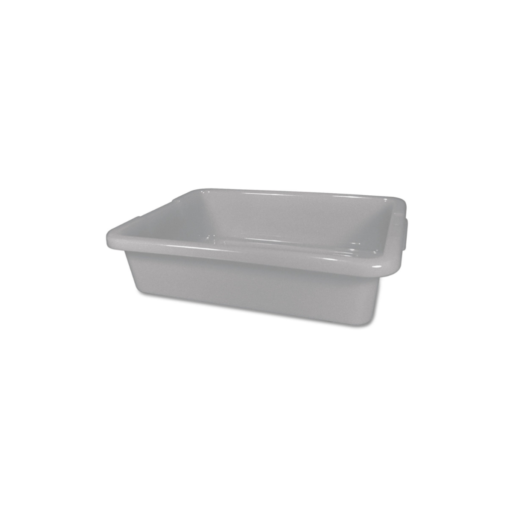 A gray bin for kids to use with sensory play.