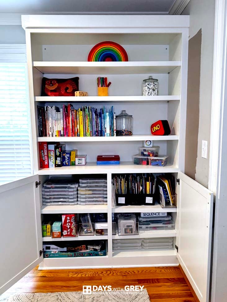 Large storage closet in the playroom.