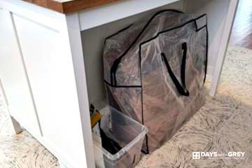 Large bag that holds cardboard for kids to create with.