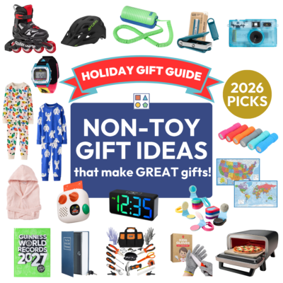 Holiday Gift Guide 2026 featuring the best non-toy gift ideas for kids.